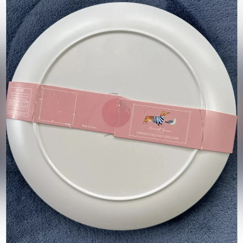 Harvest Green Studio Bamboo Strawberry Print Dinner Plates Set of 4 NEW